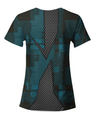 Thumbnail for Playera Deportiva Manga Corta Mujer Estampado Panal Azul - TFIT mod. 134