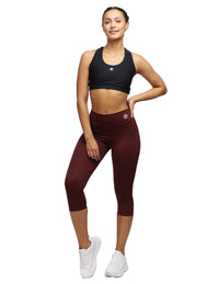 Thumbnail for Leggings Deportivos Capri Mujer Vino Liso - TFIT PRO 628 - TFIT