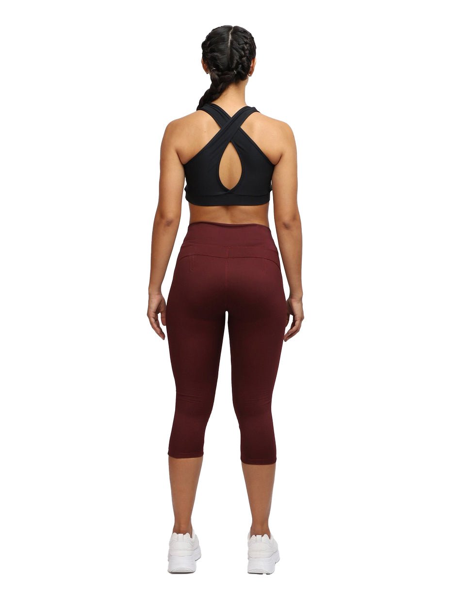 Leggings Deportivos Capri Mujer Vino Liso - TFIT PRO 628 - TFIT