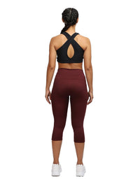 Thumbnail for Leggings Deportivos Capri Mujer Vino Liso - TFIT PRO 628 - TFIT