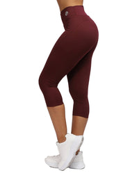 Thumbnail for Leggings Deportivos Capri Mujer Vino Liso - TFIT PRO 628 - TFIT