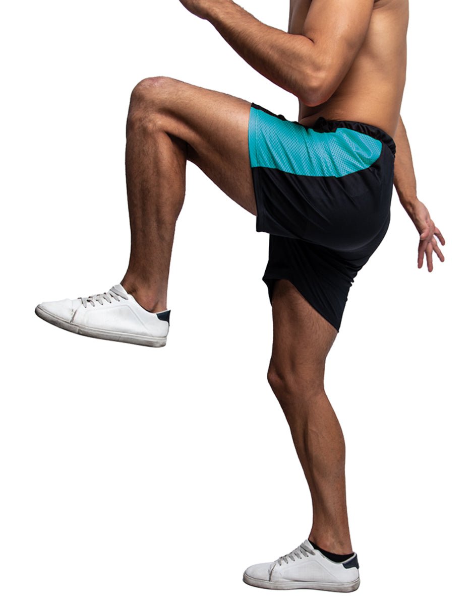 Short Deportivo Hombre Liso Negro con Azul - TFIT PRO 636 - TFIT