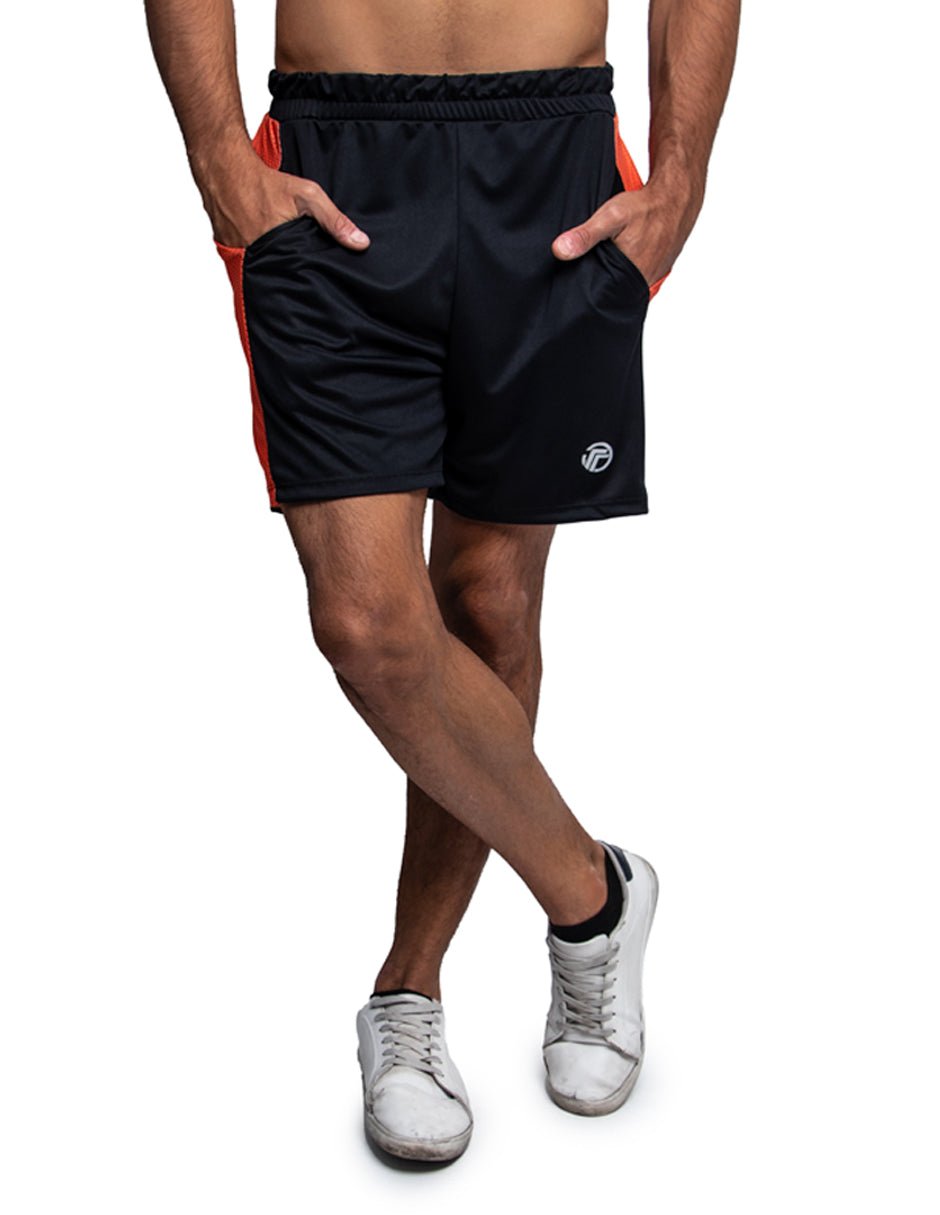 Short Deportivo Liso Hombre Negro con Naranja - TFIT PRO 635 - TFIT