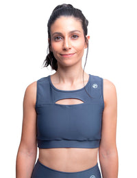 Thumbnail for Top Deportivo Mujer Gris Liso - TFIT - TFIT