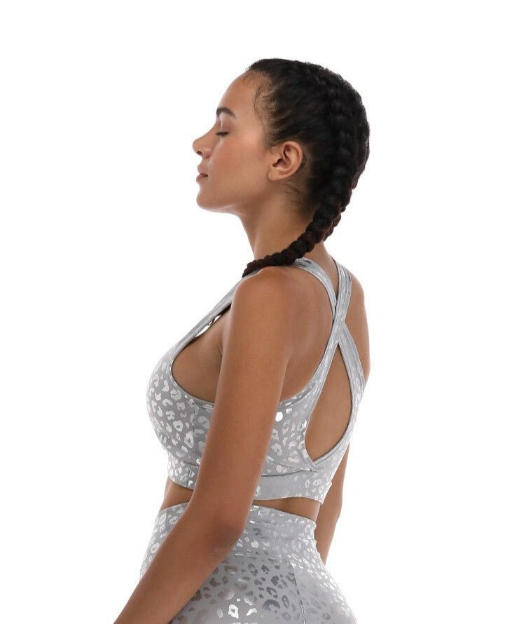Top Deportivo Premium Mujer Estampado Animal Print Plata - TFIT 446 - TFIT