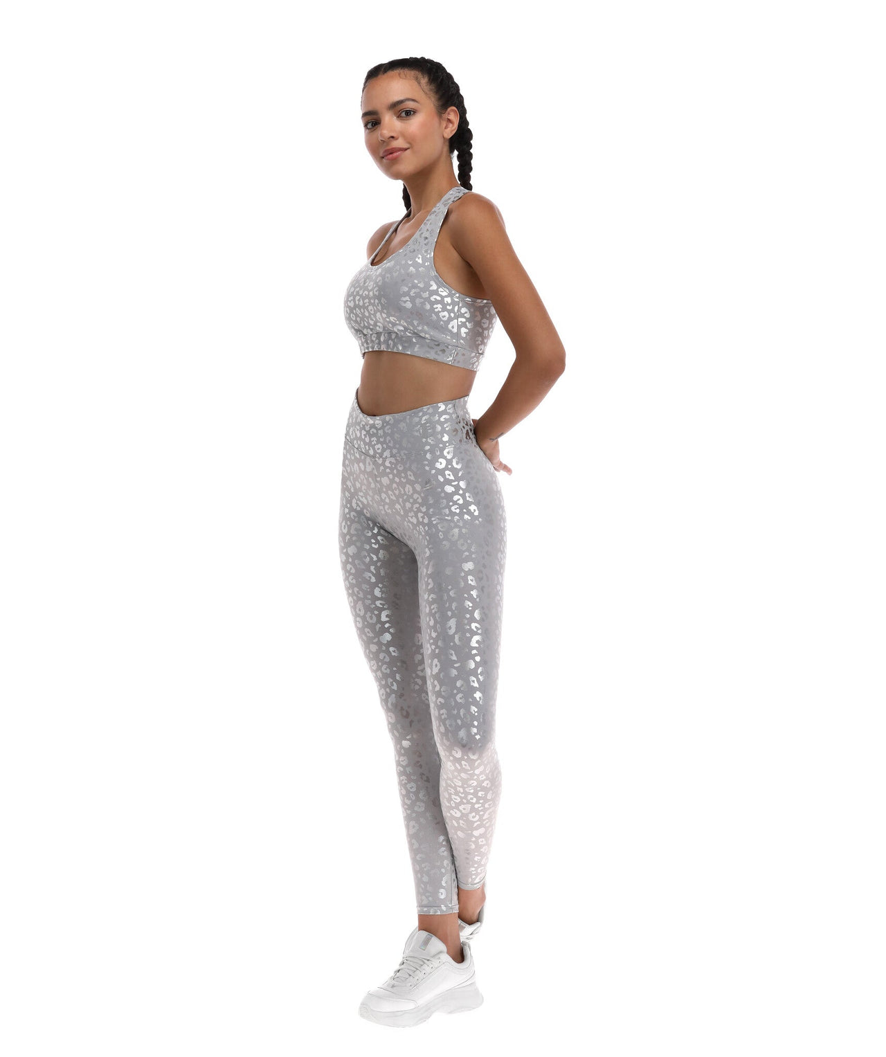 Top Deportivo Premium Mujer Estampado Animal Print Plata - TFIT 446 - TFIT