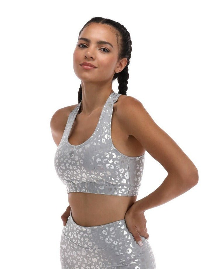 Top Deportivo Premium Mujer Estampado Animal Print Plata - TFIT 446 - TFIT