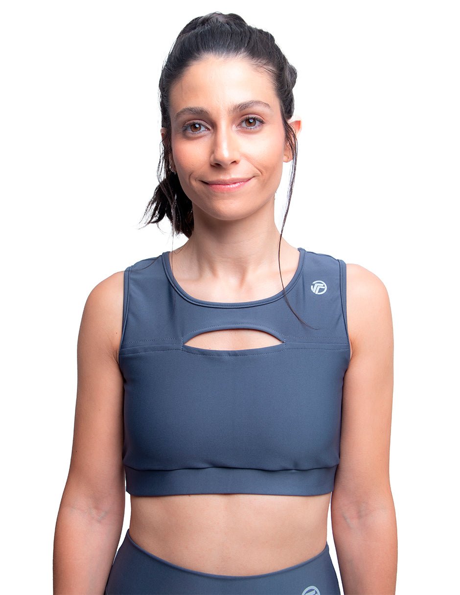 Top Deportivo Mujer Gris Liso - TFIT - TFIT